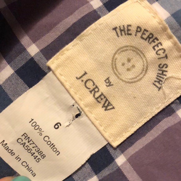 J. Crew Purple Plaid Perfect Shirt Button Down 59 - Picture 5 of 5